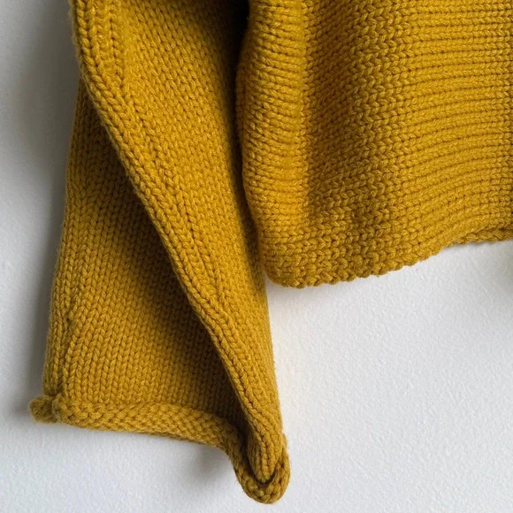 Jack by BB Dakota Talk Mustard Yellow Cropped Knit Sweater, Small - Picture 9 of 10
